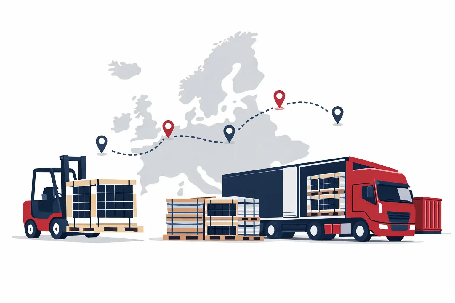 Solarmodule für Straßentransport verpacken