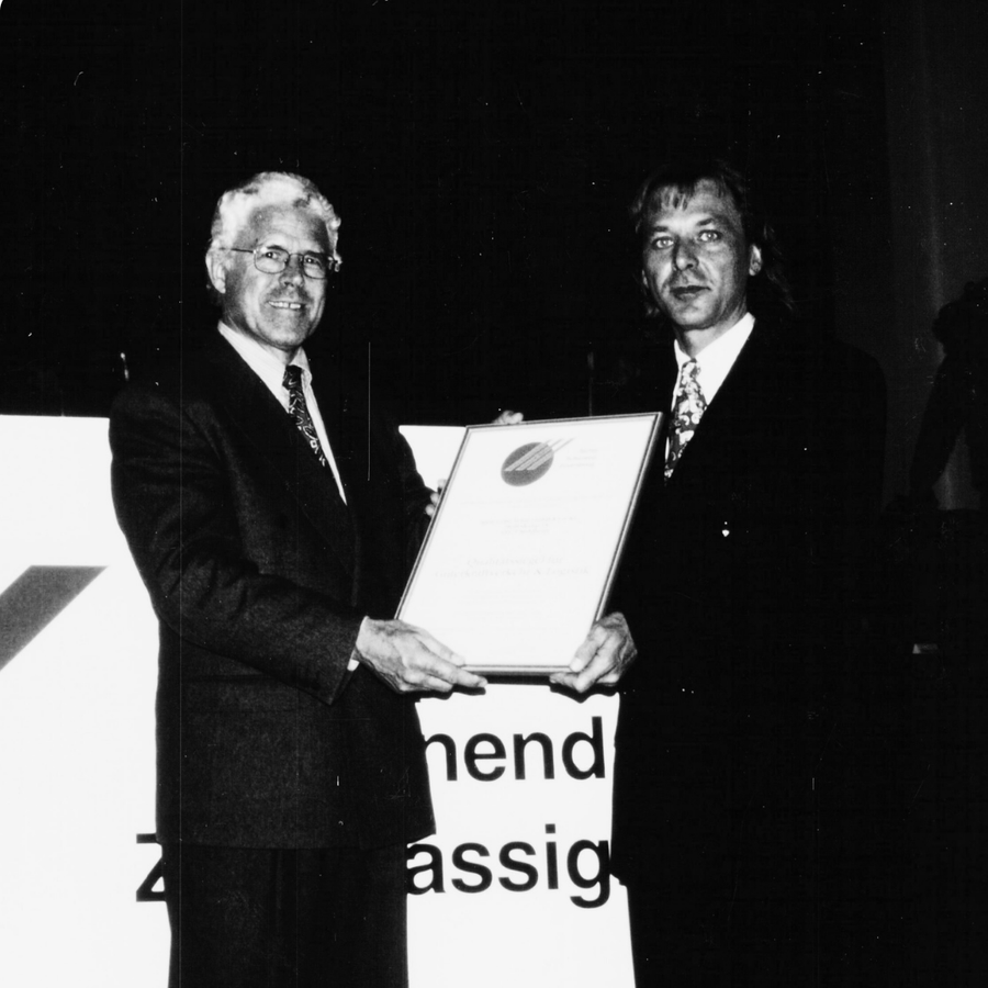 BGL-Gütesiegel für herausragende Logistikqualität – Auszeichnung 1996 für Vehar